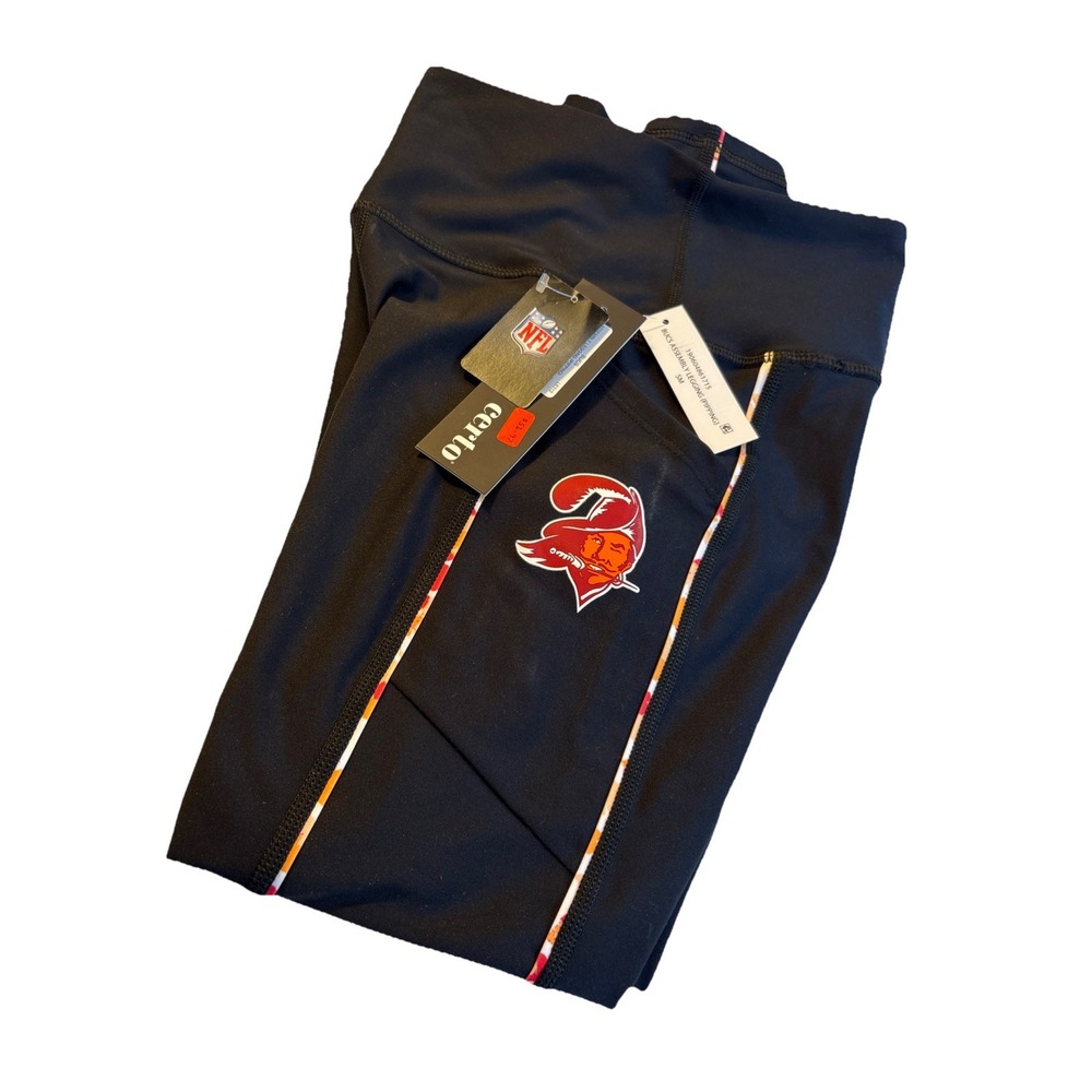 TAMPA BAY BUCCANEERS Certo Black Hawaii Leggings W/Piping Women's‎ SMALL
